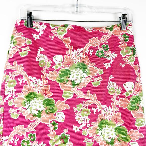 Talbots Pink Floral Straight Pencil Skirt Stretch Office Career Womens Size 4 - Picture 4 of 11